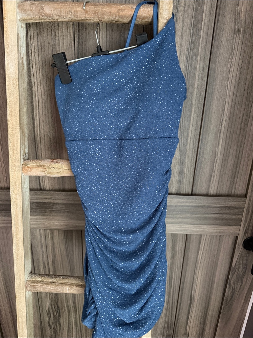 Emerald Sundae Blue Sparkle Ruched Midi Skirt